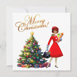 1950 Vintage Dam Julköp för gåvor Kort