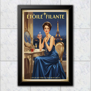 1950 Vintage Étoile Filante Parfymreklam Poster