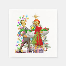 1950 Vintage Man och kvinnligt par Pappersservett