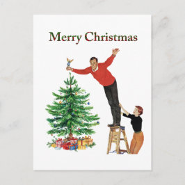 1950 Vintage Par Merry Christmas Helg Vykort