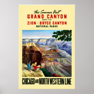 1950s Besök Grand Canyon Zion Bryce Vintage Stil Poster