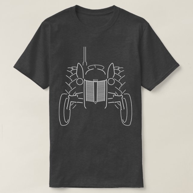 1950s Ferguson TE20-traktorns vita konturgrafik T Shirt (Design framsida)