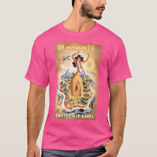 1950S Hawaii United Airlines Travel Poster T Shirt