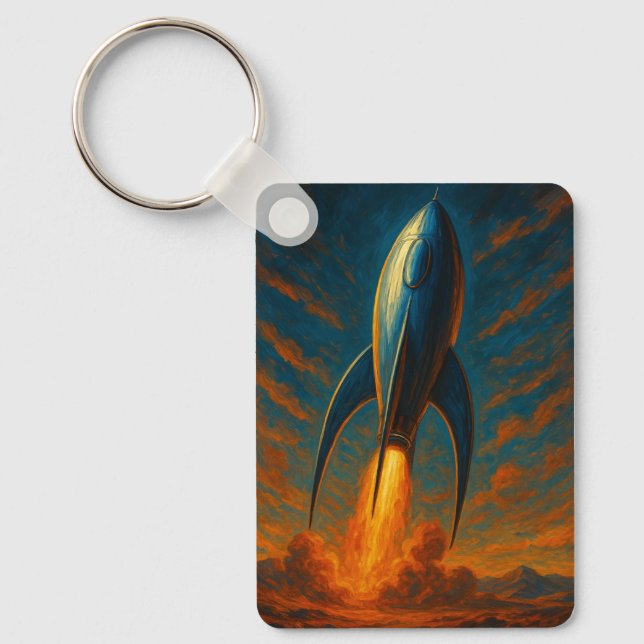 1950s inspired rocket ship  nyckelring (Framsida)