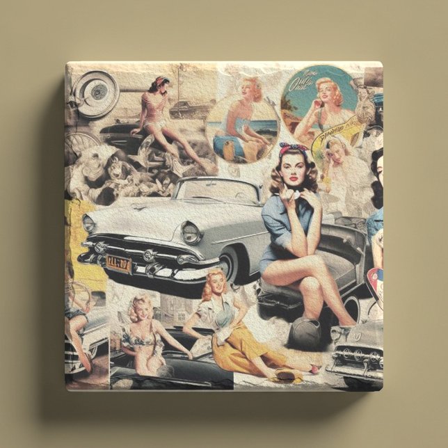 1950S Retro Girls Collage Stenunderlägg (Skapare uppladdad)