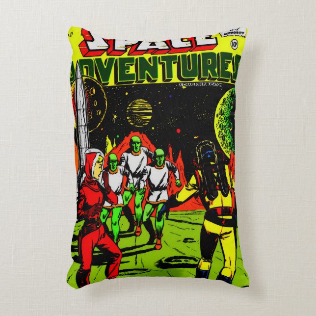 1950's SPACE Adventures Comic Pillow Prydnadskudde (Framsidan(Vertikal))