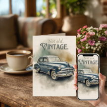 1950s Vintage Touring Car Birthday Card