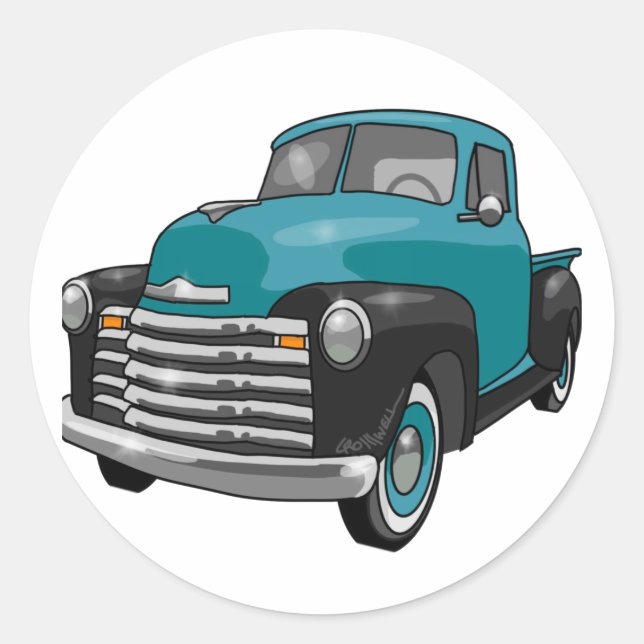 1951 Chevrolet Stepside Pickupa Lastbil Runt Klistermärke (Framsida)