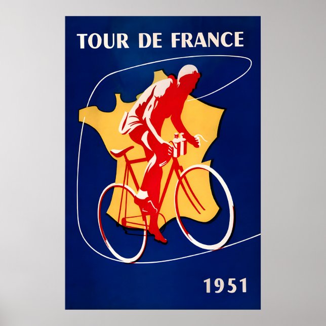 1951 Franska cykeltävlingar affischtryck Poster (Framsidan)