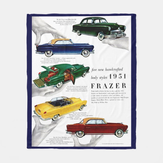 1951 Frazer automobile ad Fleecefilt (Framsidan)