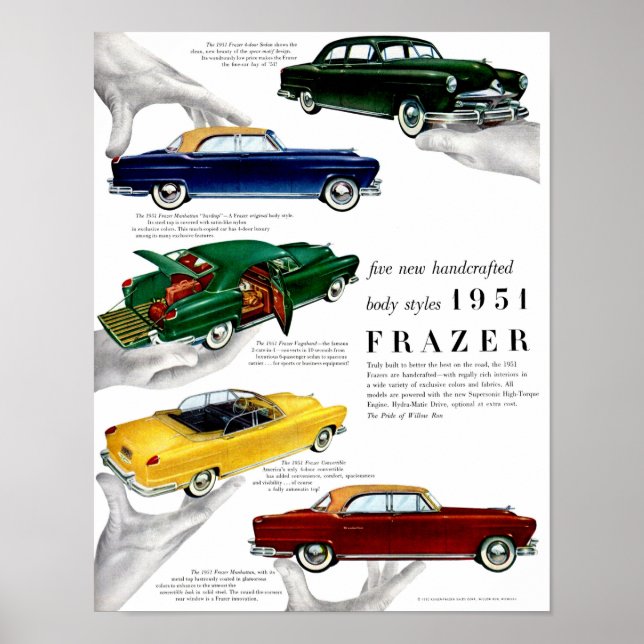 1951 Frazer-bilannonsen Poster (Framsidan)