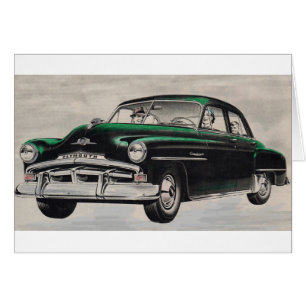 1951 grönt Plymouth Cranbrook Hälsningskort