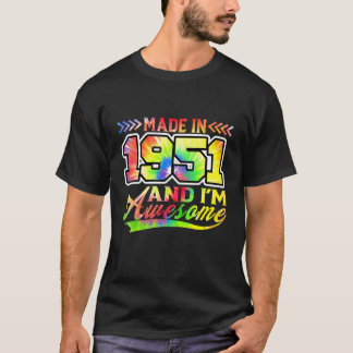 1951 och jag är Fantastisk Tie Dye Colorful Birt T Shirt