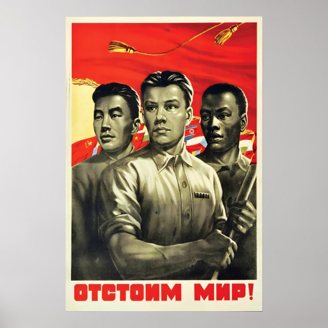 1951 Sovjetisk propagandaposter Nationer för fred Poster (Framsidan)