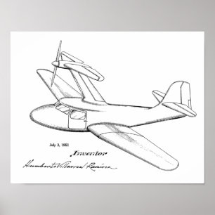 1951 Top Prop-plan Patent Art Teckning Skriv ut Poster