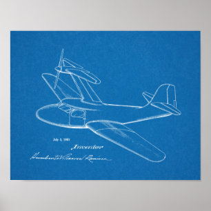 1951 Top Prop-plan Patent Art Teckning Skriv ut Poster