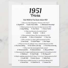 1951 Trivia Spel | 74-års födelsedagsfest spel