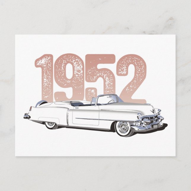 1952 Cadillac Coupe De Ville, vit konvertibel Vykort (Framsida)