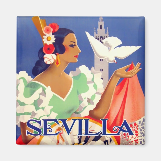 1952 Feria de Sevilla vintage resor Magnet (Framsidan)