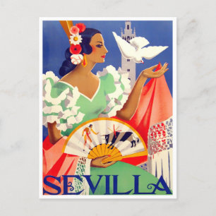 1952 Feria de Sevilla vintage resor Vykort