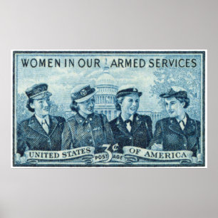 1952 kvinnor i beväpnad US servar frimärket Poster