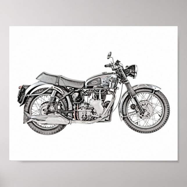 1952 Velocette Venom motorcykelillustration Poster (Framsidan)