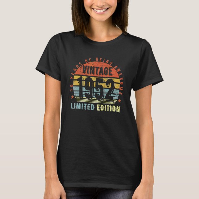 1952 Vintage 1952 70 Födelsedag T Shirt (Framsida)