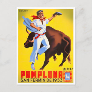 1953 Feria de Pamplona vintage resor Vykort