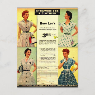1953 Försäljning av Strawbridge och Clothier-klänn Vykort