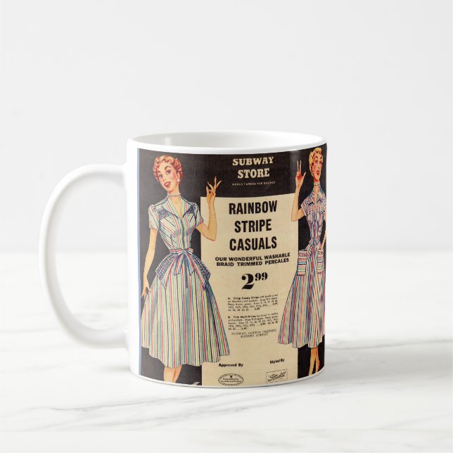 1953 Gimbels Tunnelbanan Store-klänning Kaffemugg (Vänster)