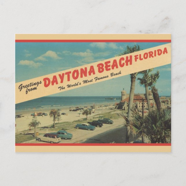 1953 Hälsning från Daytona Beach Postcard Vykort (Framsida)
