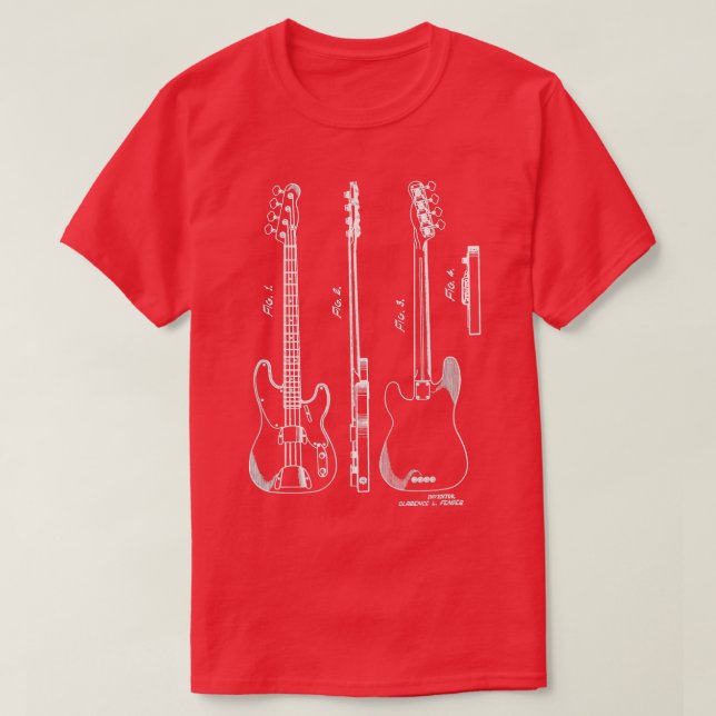 1953 Iconic Bass Guitar Patent Music Player Histor T Shirt (Design framsida)