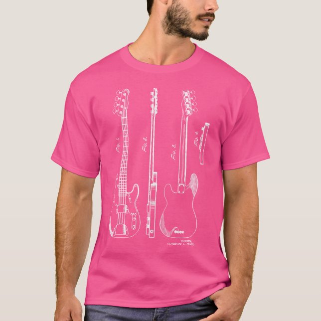 1953 Iconic Bass Guitar Patent Music Player Histor T Shirt (Framsida)