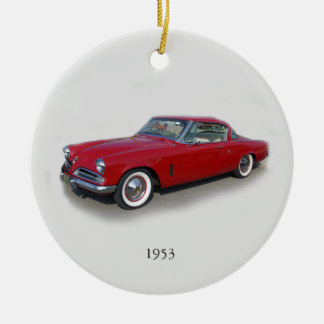 1953 röd klassisk bildekoration julgransprydnad keramik