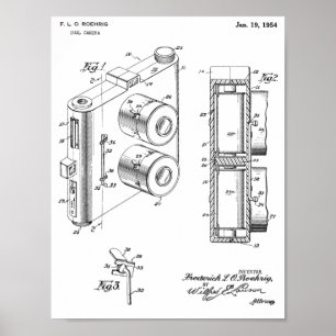 1954 Dual Camera Patent Art Teckning Skriv ut Poster