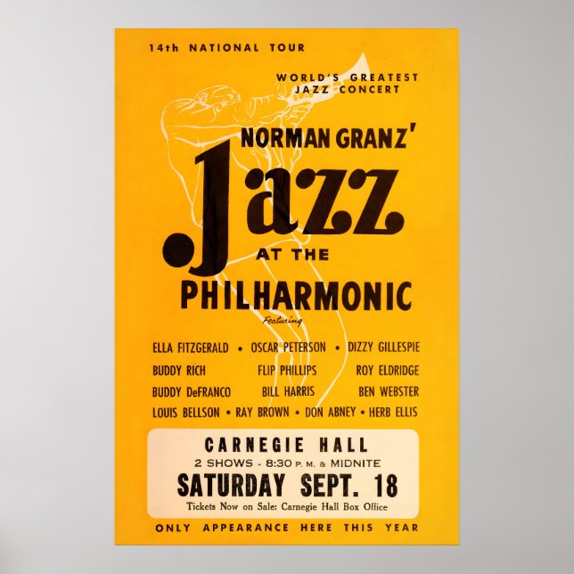 1954 Jazz at the Philharmonic - Carnegie Hall 2 Poster (Framsidan)