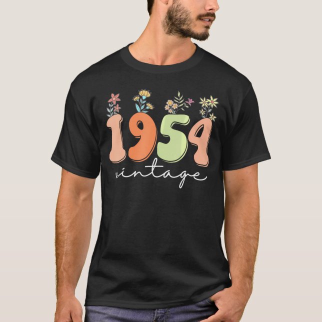 1954 Vildblommor 69 år gamla 69:e födelsedagskvinn T Shirt (Framsida)