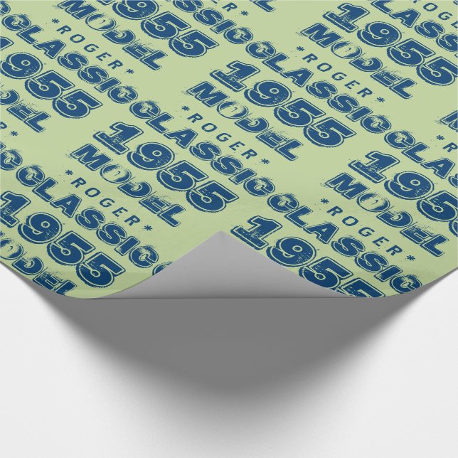 1955 60:e födelsedagsdagen KLASSIC MODELL Grönt J6 Presentpapper (Hörn)