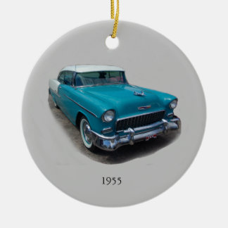 1955 blå och vit klassisk bildekoration julgransprydnad keramik