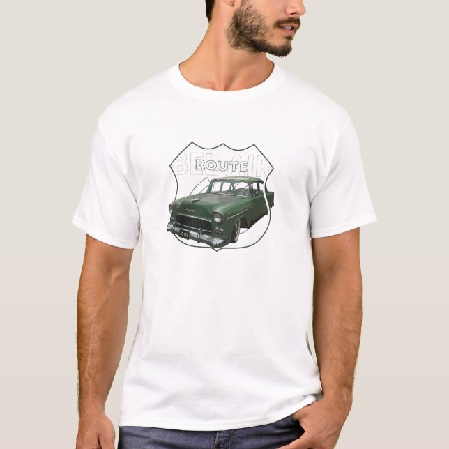 1955 Chevrolet Bel Luft. 1955-Grönten Chevy Americ T Shirt (Framsida)