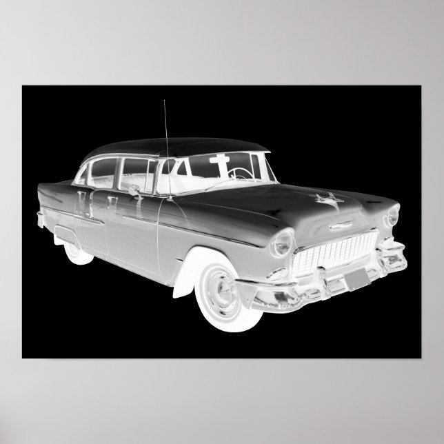 1955 Chevrolet Bel Luft Classic Car Art Poster (Framsidan)