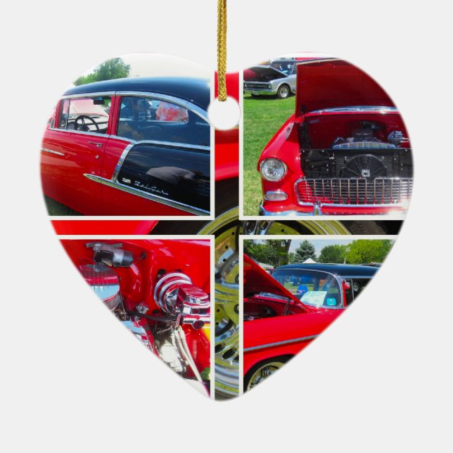 1955 Chevrolet Sedan Collage Julgransprydnad Keramik (Baksidan)