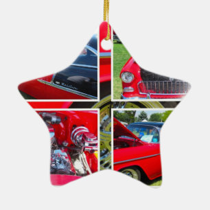 1955 Chevrolet Sedan Collage Julgransprydnad Keramik
