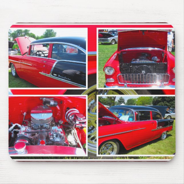 1955 Chevrolet Sedan Collage Mouse Pad Musmatta (Framsidan)