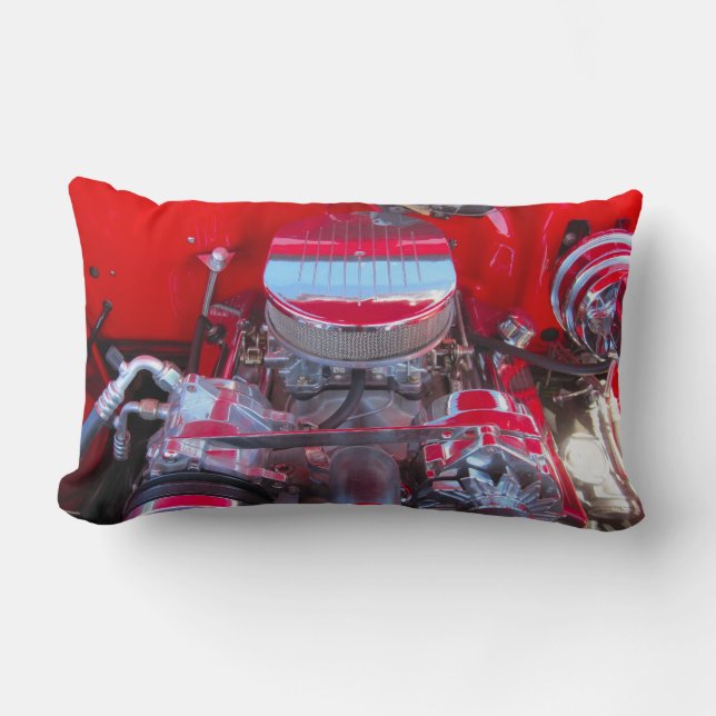 1955 Chevrolet Sedan PILLOW Engine Peek Lumbarkudde (Framsida)