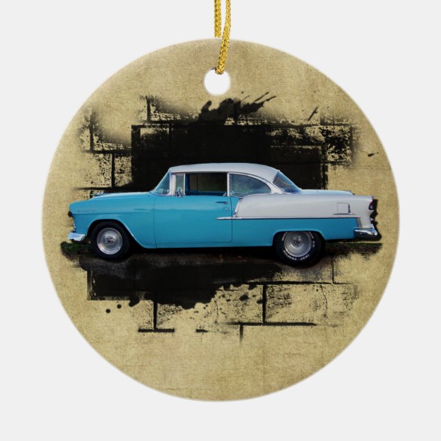 1955 Chevskål Luft- Klassisk bil-ornament Julgransprydnad Keramik (Framsidan)
