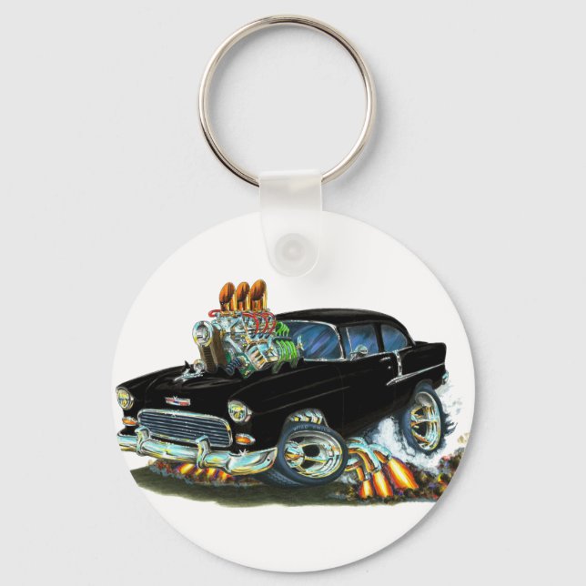 1955 Chevy150-210 Black Car Nyckelring (Framsida)