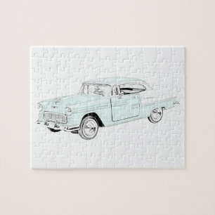 1955 Chevy Bel Luft Blue and White Two Tone Pussel