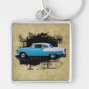 1955 Chevy Bel Luft - Klassisk cars-Keychain Fyrkantig Silverfärgad Nyckelring