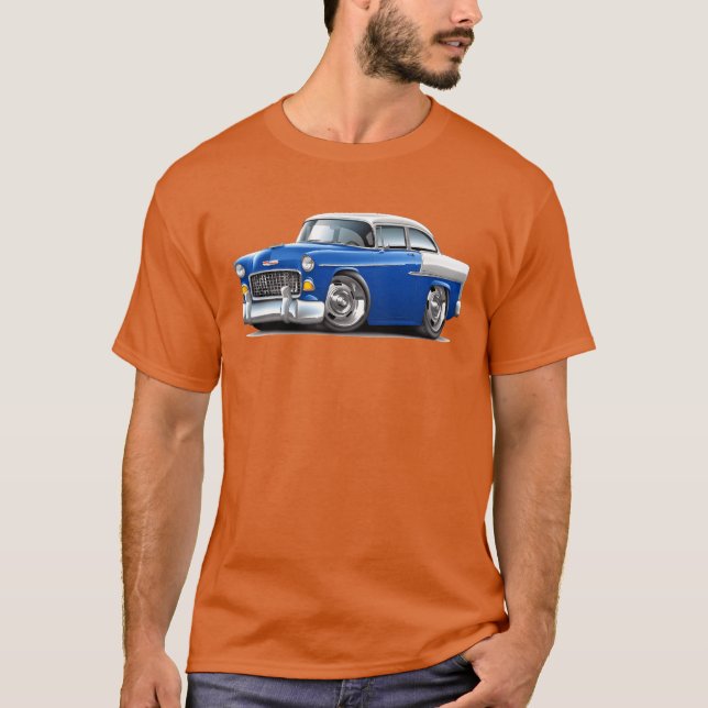 1955 Chevy Belair Blå Bil vintage T Shirt (Framsida)